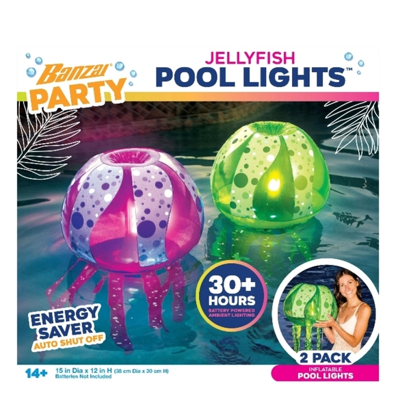 Jellyfish Pool Lights Inflatable Floating Multicolor Lanterns 2 Pack - Picture 1 of 10